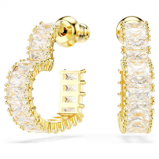 Swarovski Orecchini A Cerchio Matrix Cuore Dorati