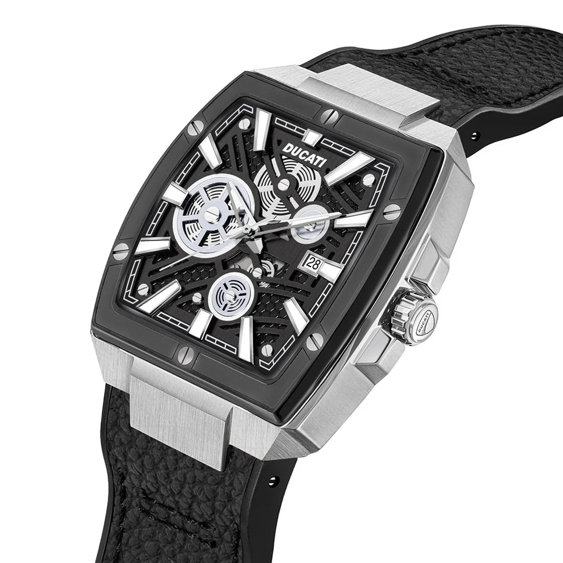 Ducati Orologio Corse Solo Tempo Acciaio e Pelle Nera