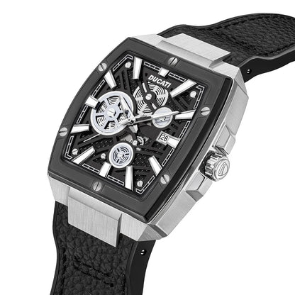 Ducati Orologio Corse Solo Tempo Acciaio e Pelle Nera