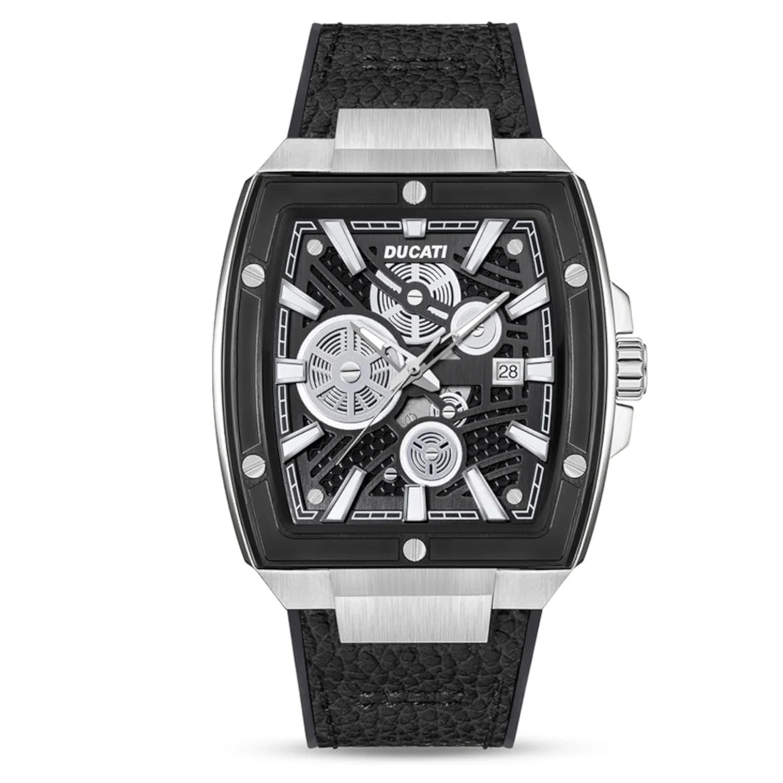 Ducati Orologio Corse Solo Tempo Acciaio e Pelle Nera
