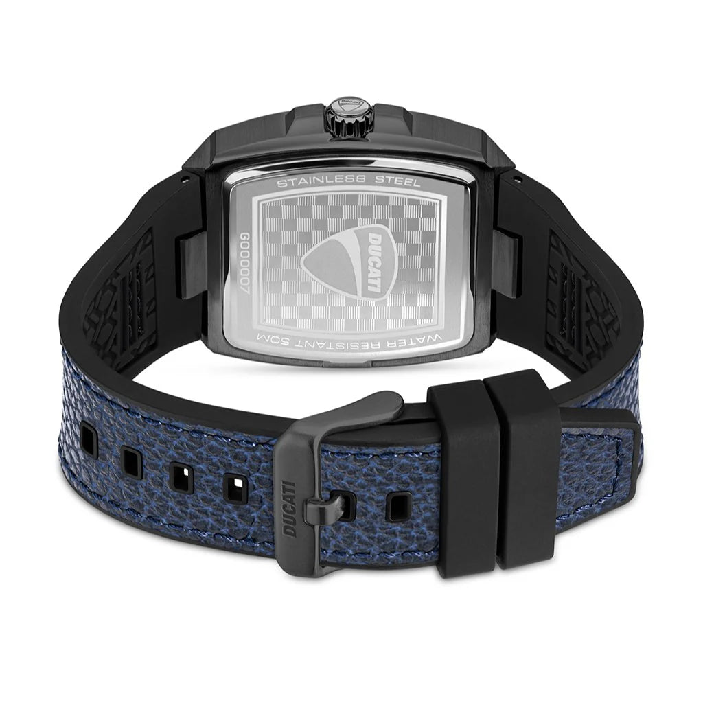 Ducati Orologio Corse Solo Tempo Acciaio e Pelle Blu