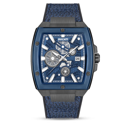 Ducati Orologio Corse Solo Tempo Acciaio e Pelle Blu
