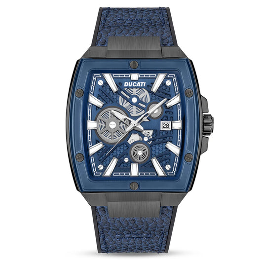 Ducati Orologio Corse Solo Tempo Acciaio e Pelle Blu
