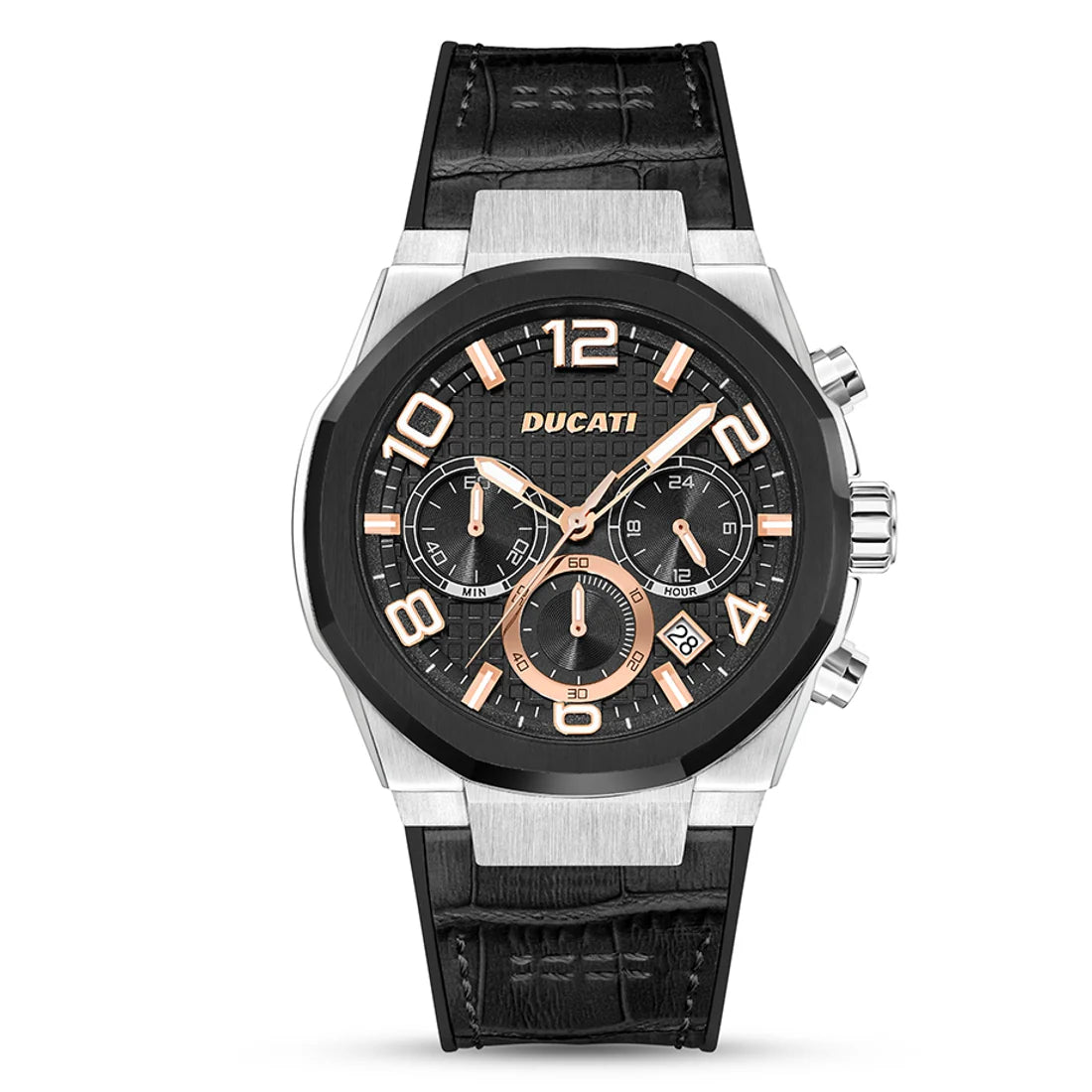 Ducati Orologio Corse Crono Acciaio e Pelle Nera