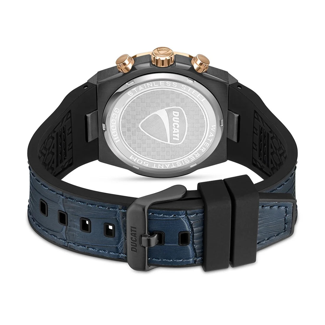 Ducati Orologio Corse Crono Acciaio Rosato e Pelle Blu