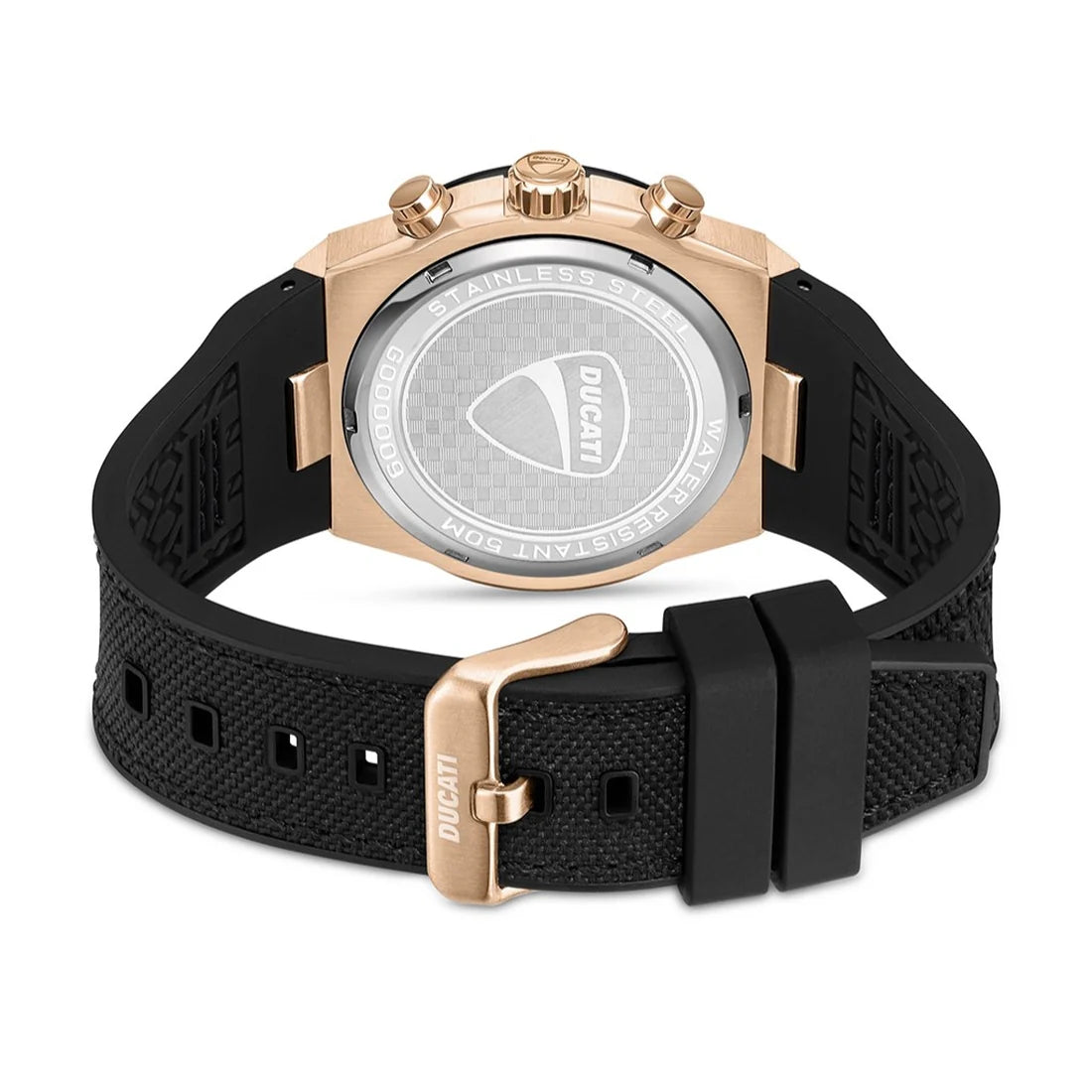 Ducati Orologio Corse Crono Acciaio Rosato e Silicone Nero