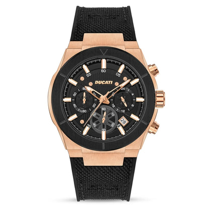 Ducati Orologio Corse Crono Acciaio Rosato e Silicone Nero