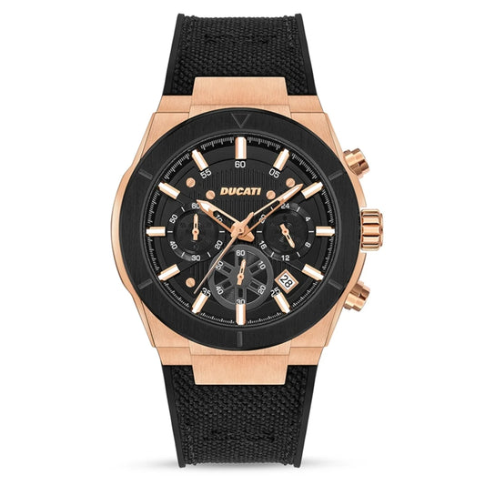Ducati Orologio Corse Crono Acciaio Rosato e Silicone Nero