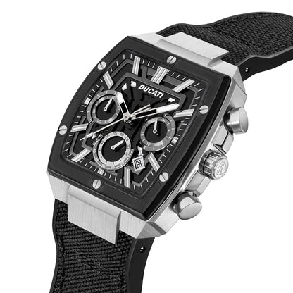 Ducati Orologio Corse Crono Acciaio e Tessuto Nero