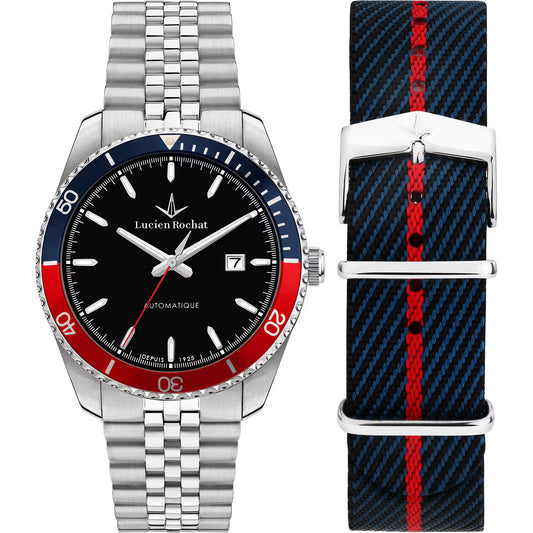 Lucien Rochat Orologio Da Uomo Automatico Léman Blu E Rosso