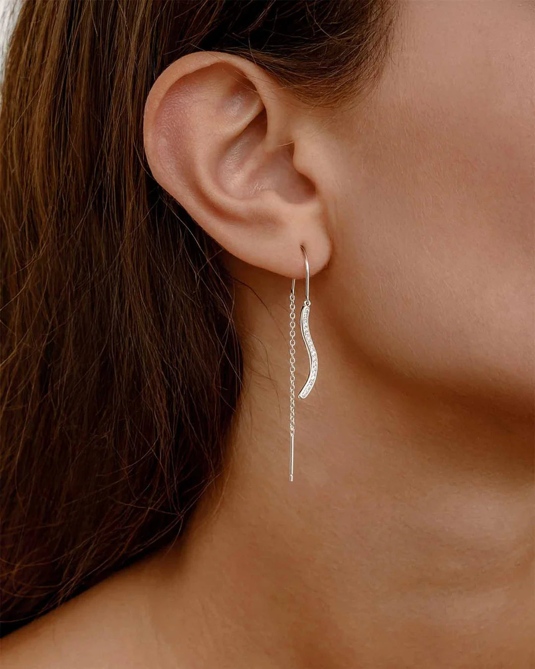 Amabile Orecchino Singolo Pendol Wavy Argento