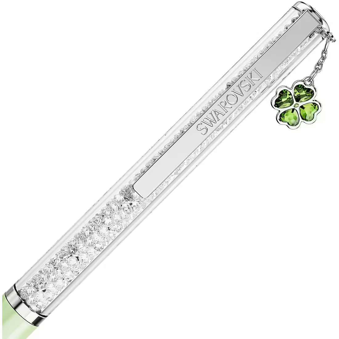 Swarovski Penna a Sfera Crystalline con Quadrifoglio Verde