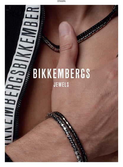 Bikkembergs Bracciale Uomo Geometrics In Acciaio Nero Con Elementi Sfaccettati