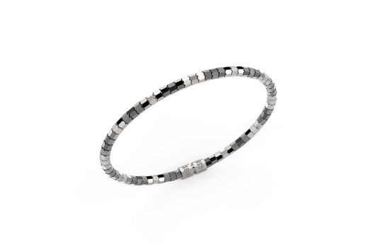 Bikkembergs Bracciale Uomo Geometrics In Acciaio Con Elementi Sfaccettati