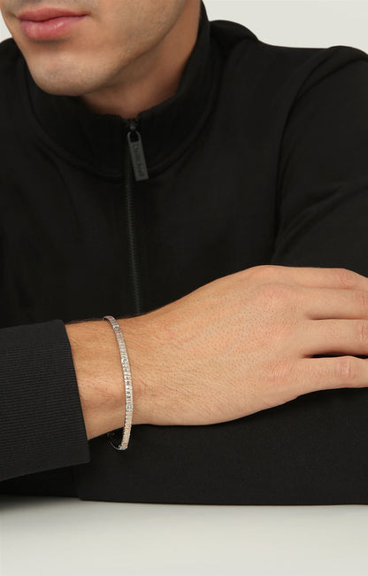 Bikkembergs Bracciale Uomo Embossed In Acciaio Con Logo Rosato