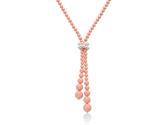 Miluna Collana Sciarpina in Corallo Rosa