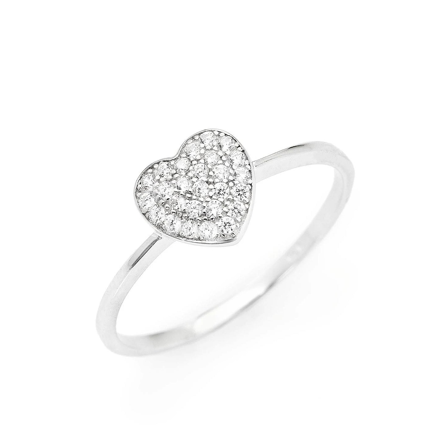 Amen Anello Cuore con Zirconi Bianchi