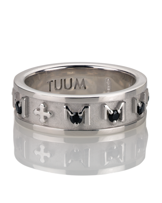 TUUM Anello Rosario Con Zirconi Neri