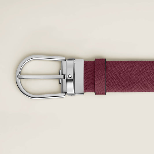 Montblanc Cintura Da 35 mm In Pelle Cassis Con Fibbia A Ferro Di Cavallo Bordeaux 199630