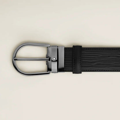 Montblanc Cintura da 35 mm In Pelle Nera Con Fibbia A Ferro Di Cavallo 199641