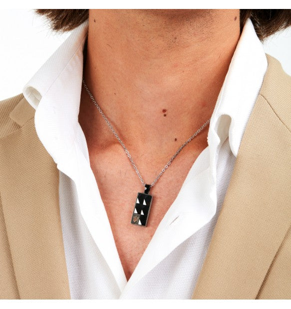 Maserati Collana Uomo In Acciaio E Ceramica Nera