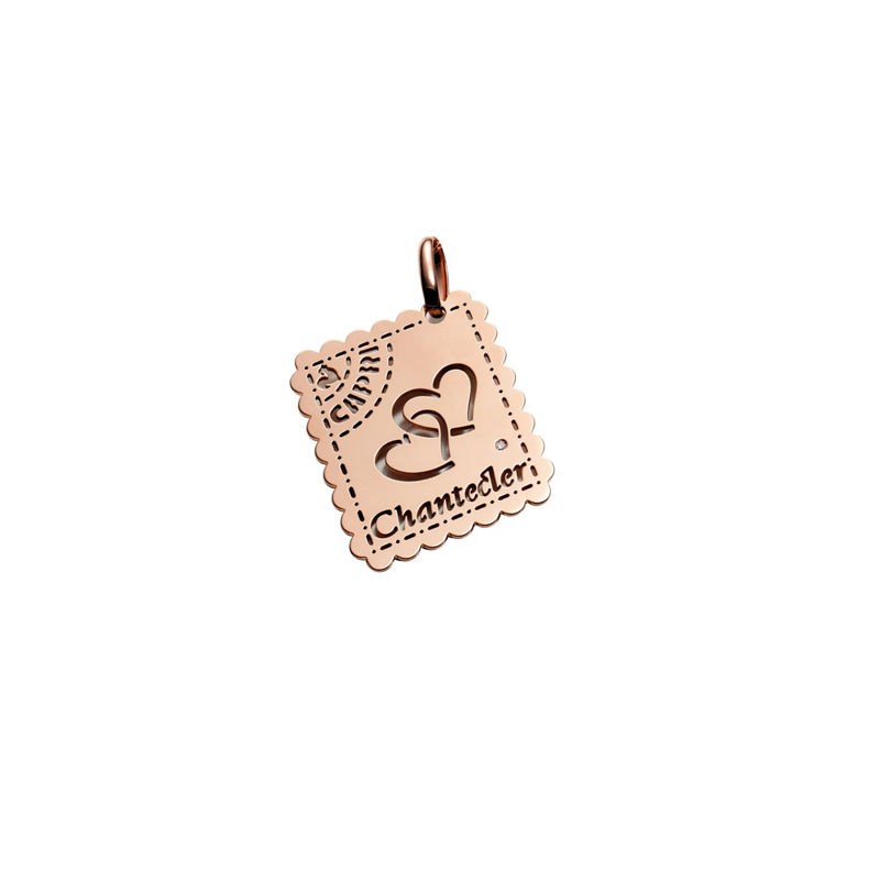 Chantecler Logo Ciondolo Love Letters In Oro Rosa 9Kt e Diamante