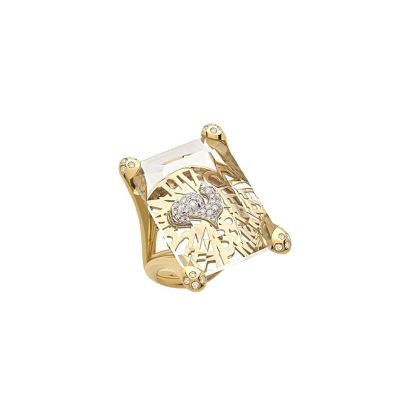 Chantecler Logo Anello In Oro Diamanti E Siamite