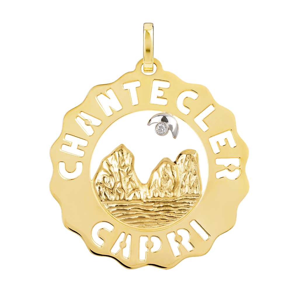 Chantecler Logo Ciondolo Grande Faraglioni In Oro E Diamante