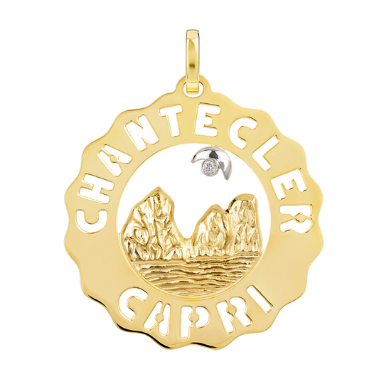 Chantecler Logo Ciondolo Grande Faraglioni In Oro E Diamante