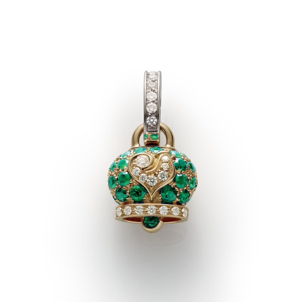 Chantecler Campanelle Ciondolo Piccolo In Oro Smeraldi E Diamanti