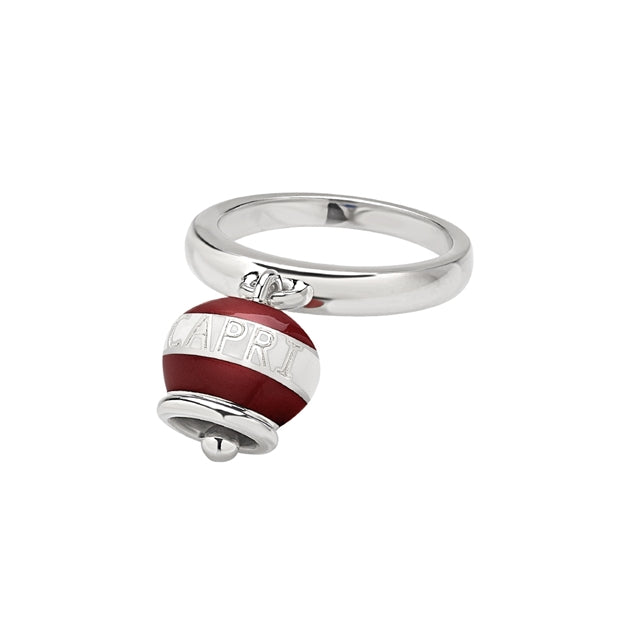 Chantecler Capriness anello con campanella in argento e smalto rosso e bianco - Codice prodotto: 40491