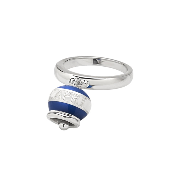 Chantecler Capriness anello con campanella in argento e smalto blu e bianco - Codice prodotto: 40492