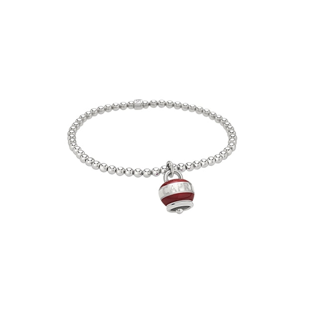 Chantecler Capriness bracciale elastico con campanella in argento e smalto rosso e bianco - Codice prodotto: 40493