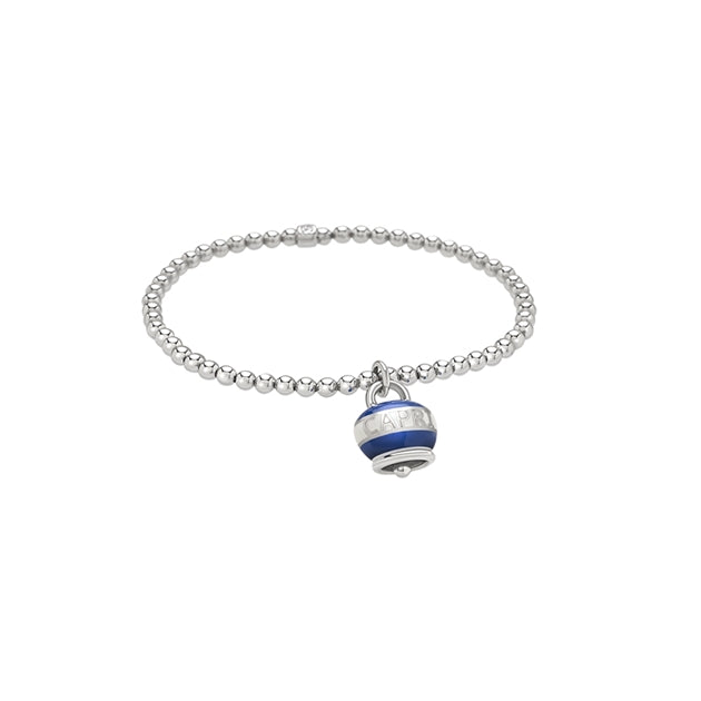 Chantecler Capriness bracciale elastico con campanella in argento e smalto blu e bianco - Codice prodotto: 40494