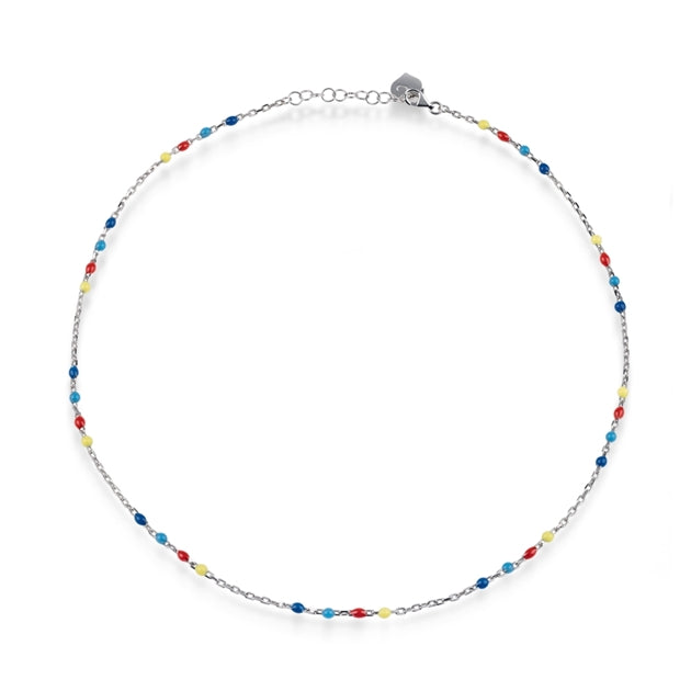 Chantecler Capri collana da 42 cm in argento con gocce smaltate multicolor giallo, rosso, azzurro e blu della collezione Capriness - Codice collana: 40605