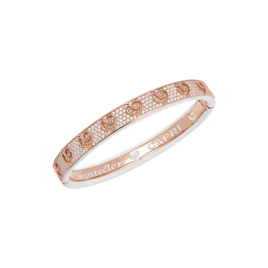 Chantecler Carousèl Bracciale In Oro Rosa Diamanti E Smalto Bianco