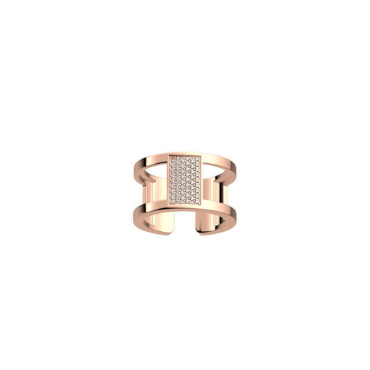 Les Georgettes Barrette anello da 12 mm con finitura oro rosa e zirconi bianchi - Misura anello: 58 (16 taglia italiana) - Codice anello: 70305204008058