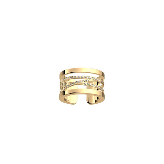 Les Georgettes Liens anello da 12 mm con finitura oro giallo e zirconi bianchi - Misura anello: 60 (18 taglia italiana) - Codice anello: 70305220108060