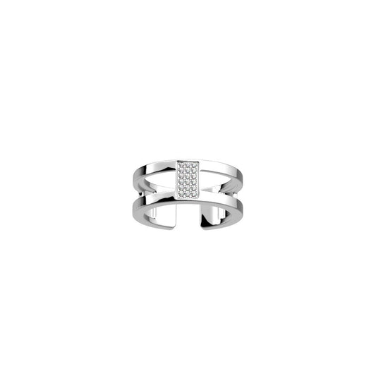 Les Georgettes Barrette anello da 8 mm con finitura argentata e zirconi bianchi - Misura anello: 58 (16 taglia italiana) - Codice anello: 70321251608058