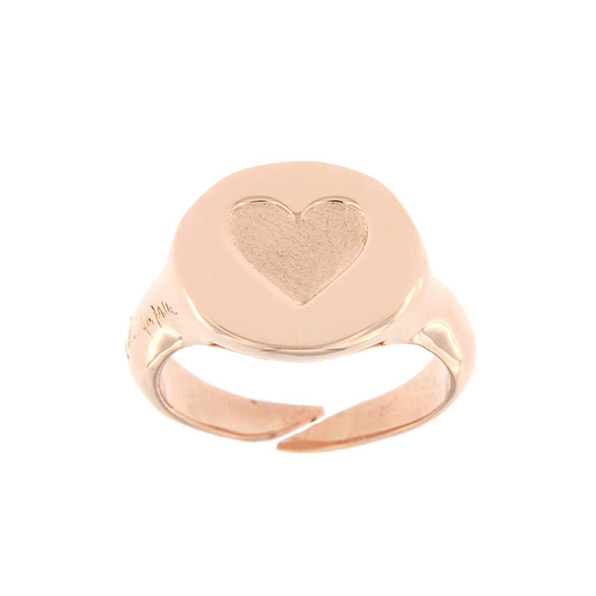 Rue Des Mille anello al mignolo in argento 925 placcato in oro rosa 18 kt con soggetto "cuore" -  L'anello è regolabile - Codice anello: AN-MIG CUO