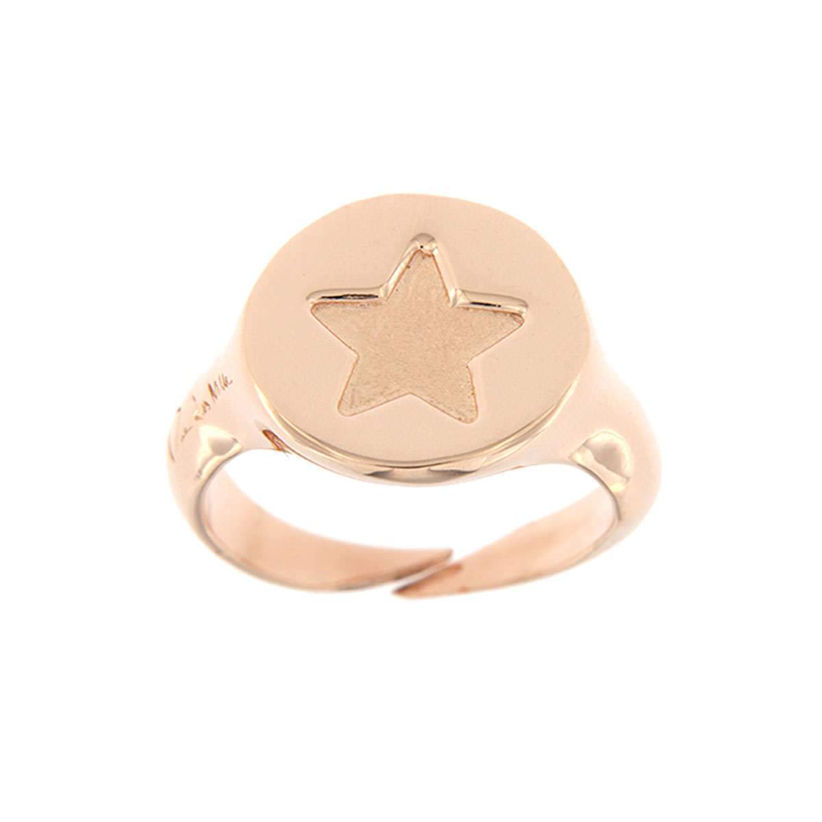 Rue Des Mille anello al mignolo in argento 925 placcato in oro rosa 18 kt con soggetto "stella" - L'anello è regolabile - Codice anello: AN-MIG STE