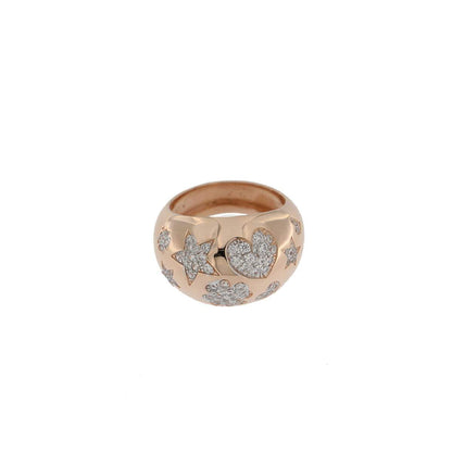 Rue Des Mille anello bombato in argento 925 placcato in oro rosa 18 kt con zirconi bianchi - Codice anello: ANZ-BOM W