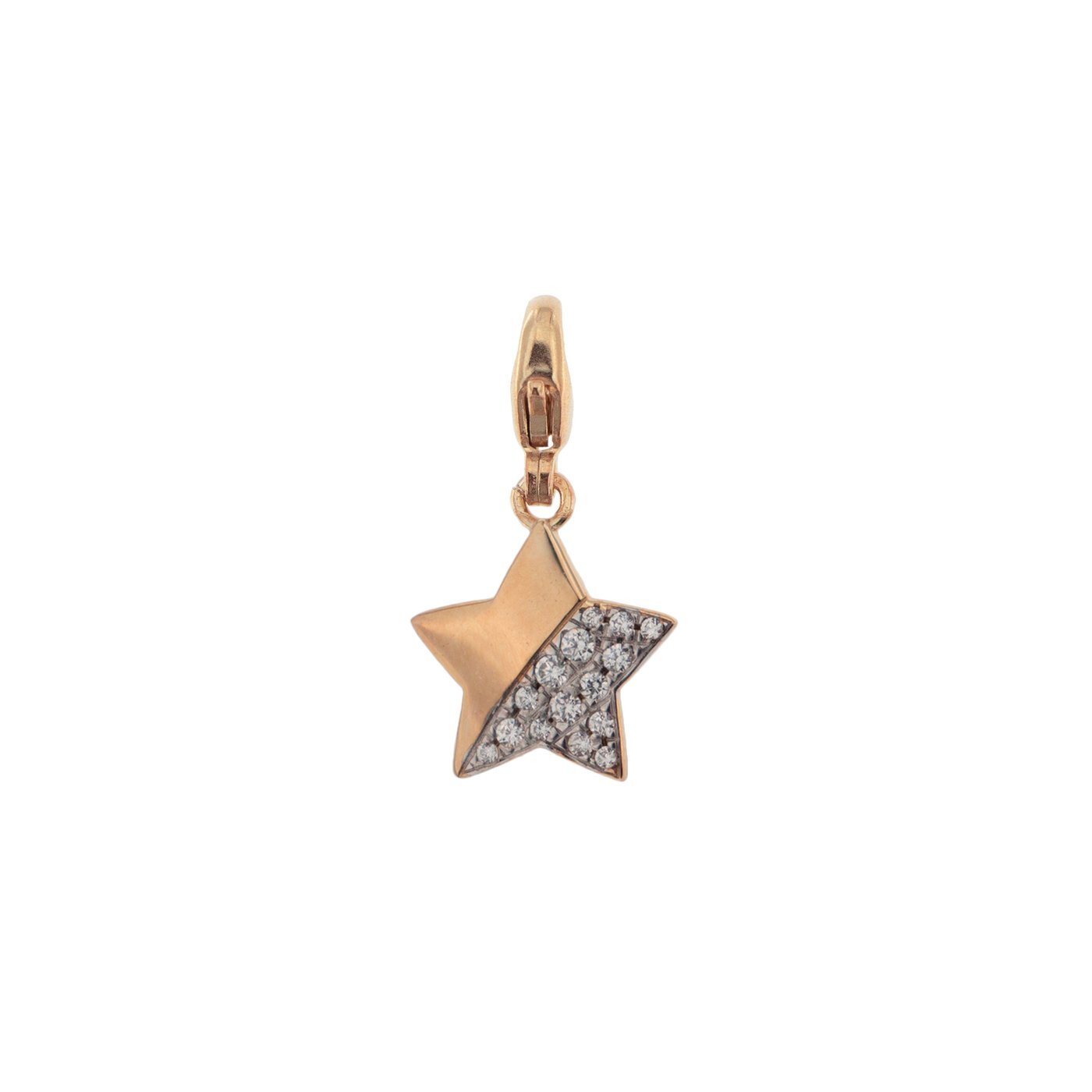 Rue Des Mille ciondolo in argento 925 placcato in oro rosa 18 kt con soggetto "stella" e zirconi bianchi - Codice ciondolo: CNZ-007 STE