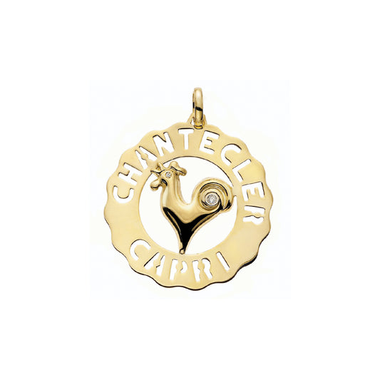 Chantecler Logo Ciondolo Grande Gallo In Oro Giallo E Diamanti