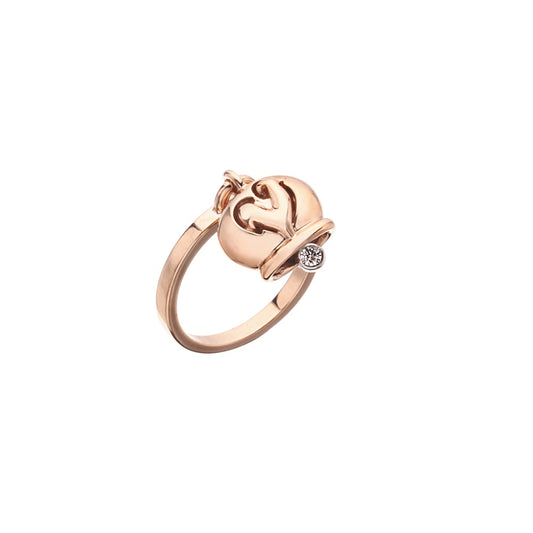 Chantecler Capri anello in oro rosa 18 kt e un diamante nel batacchio della collezione Campanelle - Codice anello: 24554