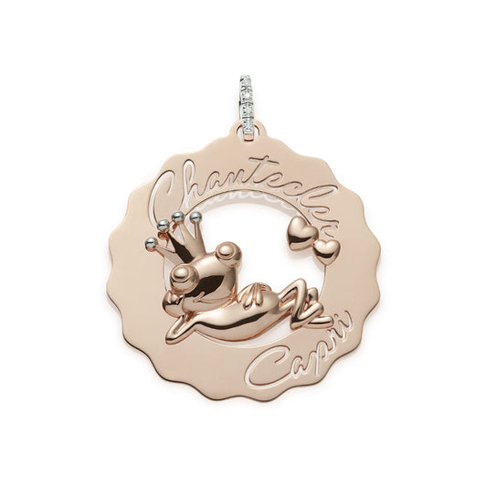 Ciondolo da donna in oro rosa 9 kt della collezione Chantecler Capri modello Logo Principe Ranocchio Innamorato - Codice ciondolo: 38052