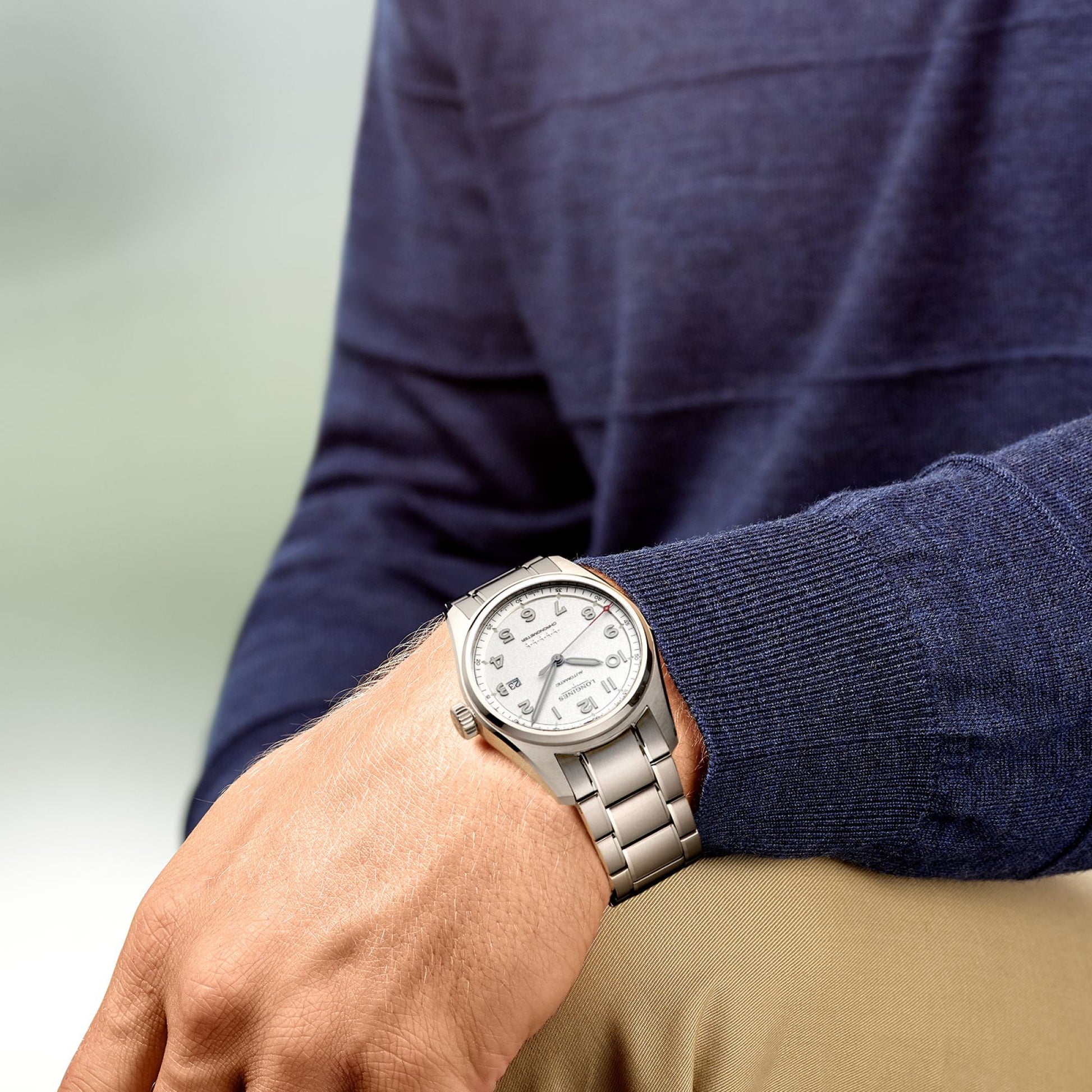 Longines Spirit orologio da uomo automatico con funzione cronometro, cassa e cinturino in acciaio e quadrante color argento - Codice orologio: L38114736