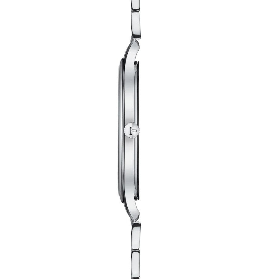 Orologio da uomo solo tempo al quarzo della collezione T-Classic Tissot modello Tradition 5.5 con cassa e cinturino in acciaio e quadrante bianco con indici romani