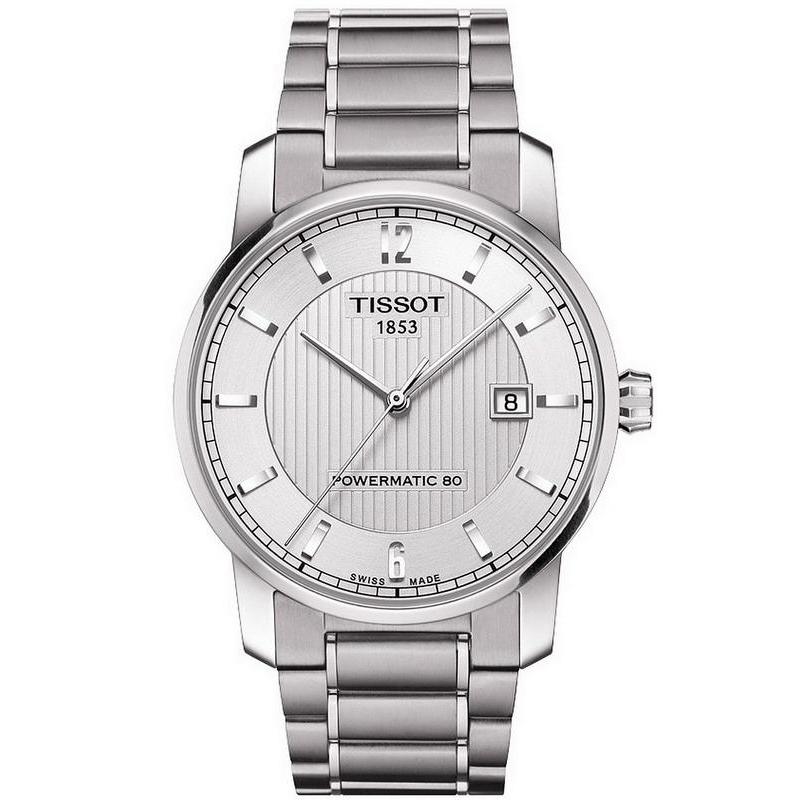 Orologio da uomo automatico solo tempo della collezione T-Classic Tissot modello Titanium Powermatic 80 con cassa e cinturino in titanio super leggero e quadrante color argento