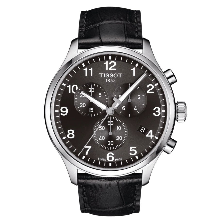 Orologio da uomo cronografo al quarzo della collezione T-Classic Tissot modello Chrono XL Classic con cassa in acciaio, quadrante nero e cinturino in pelle nero